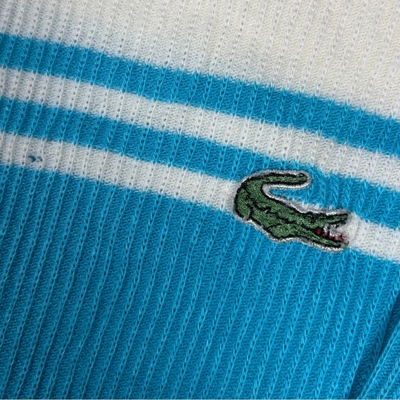 LACOSTE Vintage 70’s 80’s Teal Blue White V-Neck Button Cardigan Sweater L XL - Picture 3 of 9